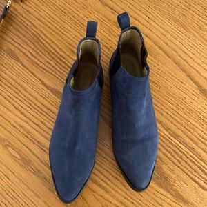 Poppy Barley Navy Suede Pointed Chelsea Booties